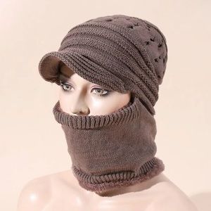 Knit Balaclava Lined Hat Dark Gray